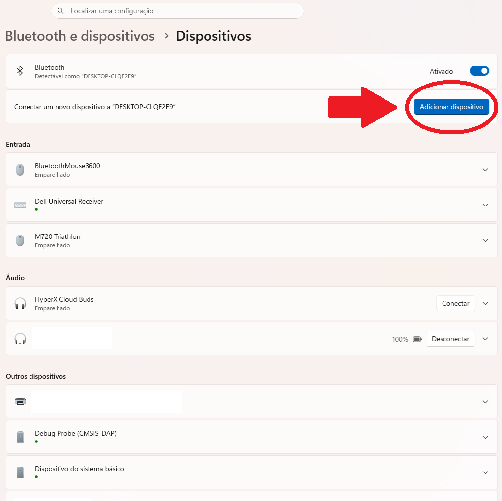 Adicionar dispositivo Bluetooth